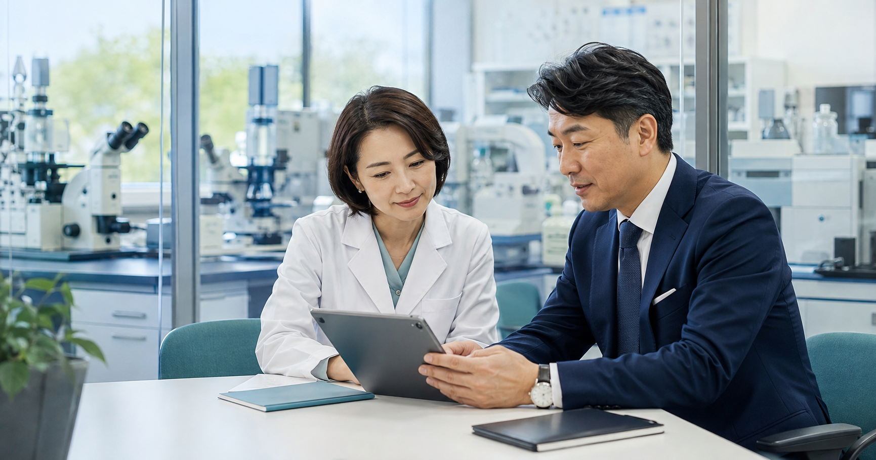 研究開発・実験職派遣会社のM&Aで研究施設の人材と事業承継計画を確認する担当者